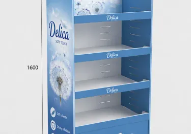 Großes Bodendisplay aus stabiler Wellpappe